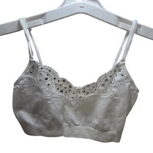 Stella Sole White Lace Rhinestone‎ Bralette S/M Italy Bridal Festival Crop Top